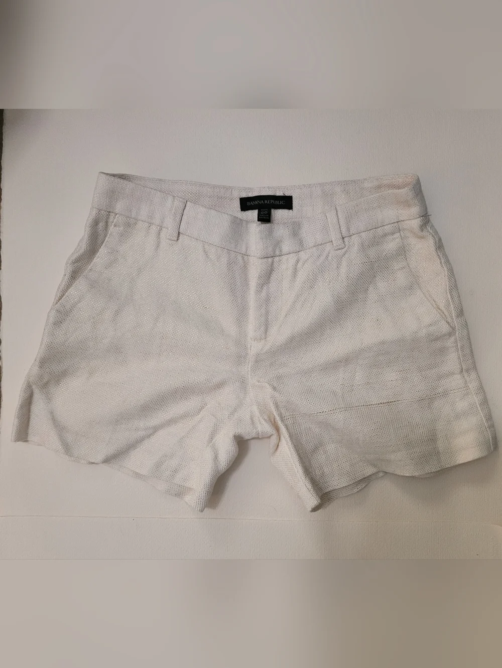 Banana Republic Cream Textured Cotton Blend Women's Shorts - Picture 1 of 2